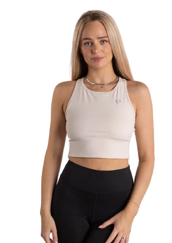 Long Line Sports Bra - Nude Supportive Cotton Bra