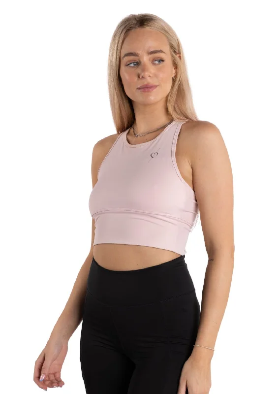 Long Line Sports Bra - Pink Wireless Push-Up Bra