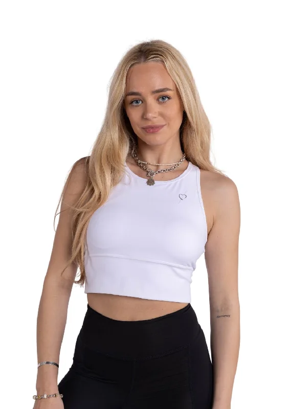 Long Line Sports Bra - White Minimalist Wireless Bra