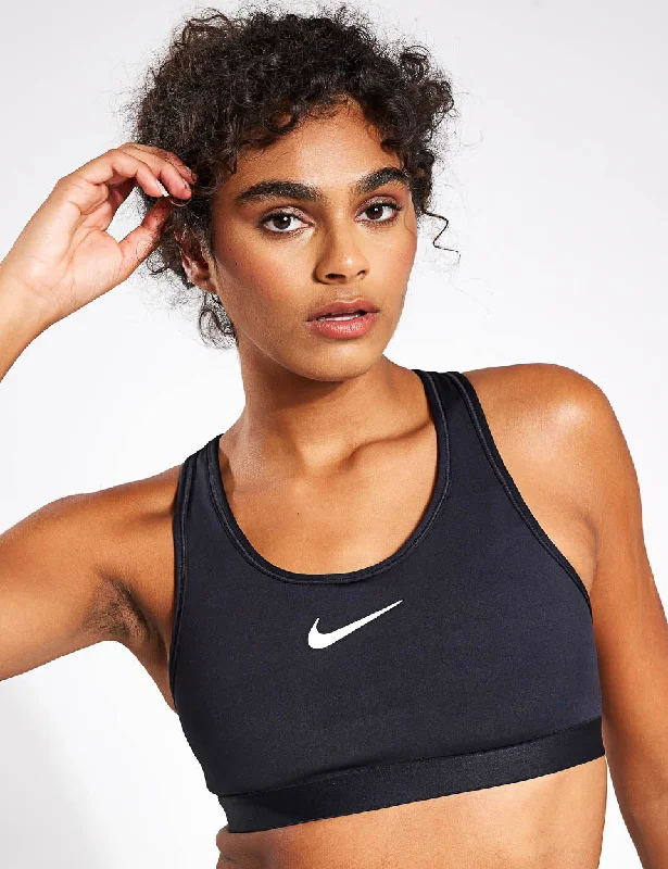 Swoosh High Support Bra - Black/Iron Grey/White Chic Satin Bra