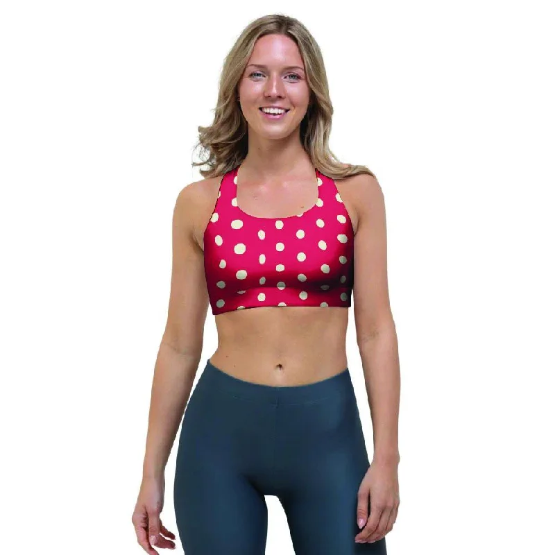 Red Tiny Polka Dot Sports Bra Soft Lace Bralette