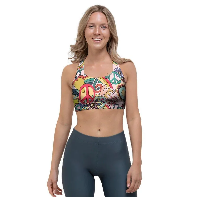 Retro Hippie Sports Bra Breathable Wireless Bra