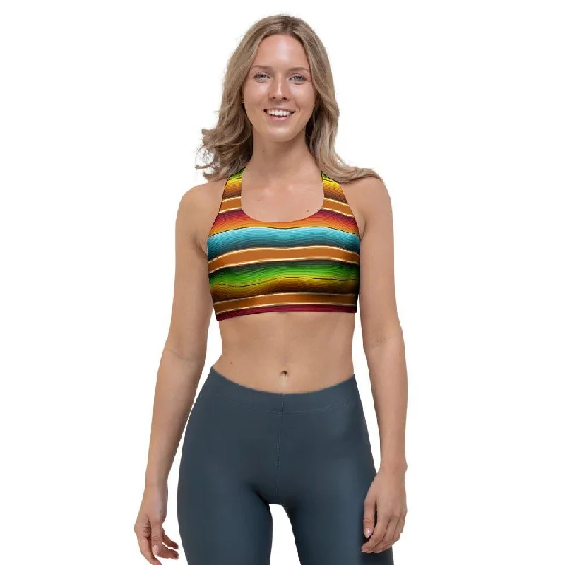 Serape Print Sports Bra Supportive Cotton Bra