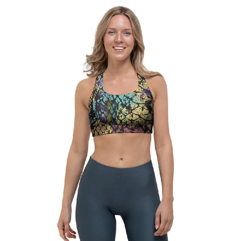 Snakeskin Reptile Sports Bra Cozy Wire-Free Bra