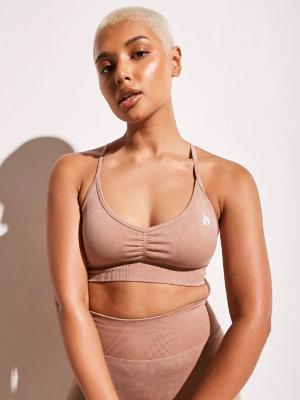 Stonewash Seamless Sports Bra - Tan Stonewash Soft Cup Bra