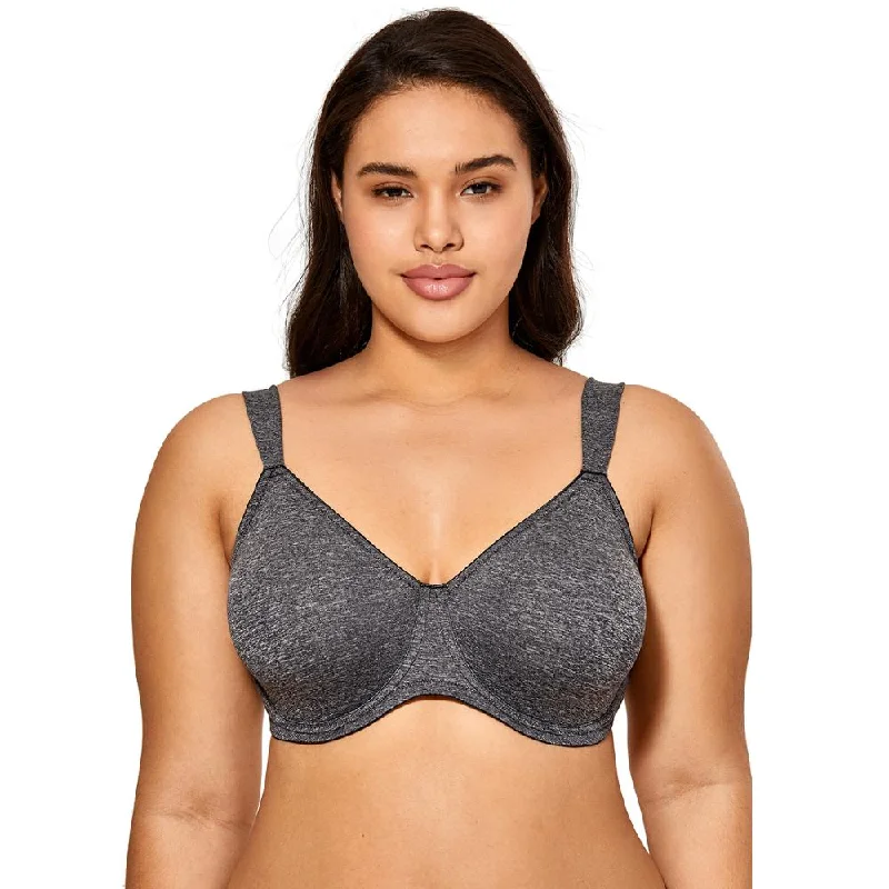 Tiana Smooth Unlined Underwire Minimizer Bra| C - F Cup | Charcoal Heater - Burgundy Elegant Satin Bralette