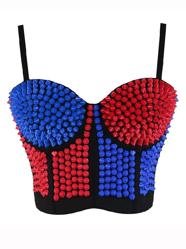 Women's Sexy Studded Rivet Push Up Clubwear Dance Bustier Bras Top Simple Wireless Bra Women's Sexy Studded Rivet Push Up Clubwear Dance Bustier Bras Top Simple Wireless Bra