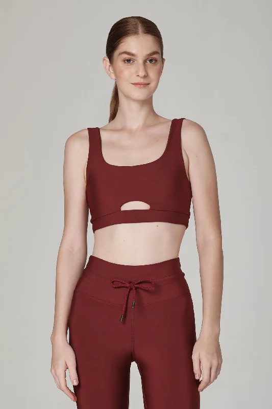 Check It Out Merlot Sports Bra Stretchy Full Coverage