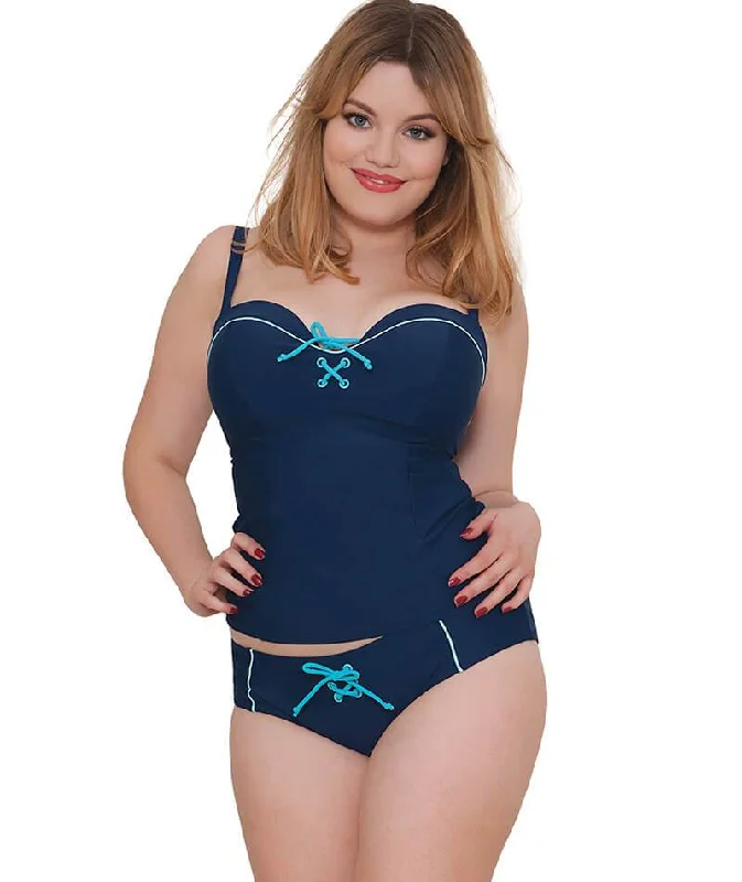 Curvy Kate Set Sail Bandeau Tankini - Indigo Mix Lace Back Bikini