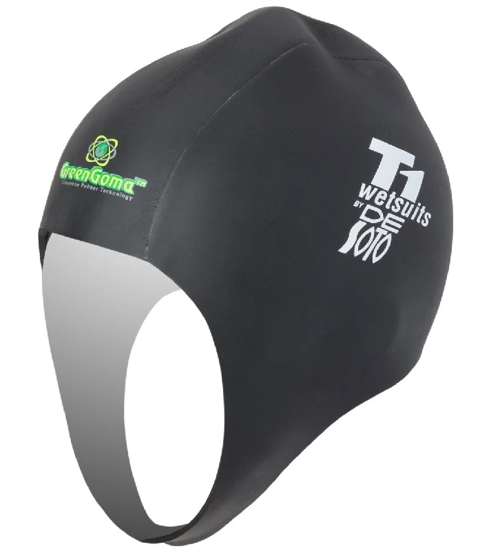 DeSoto GreenGoma Rubber Swim Cap Black Sexy Cutout Swimsuit