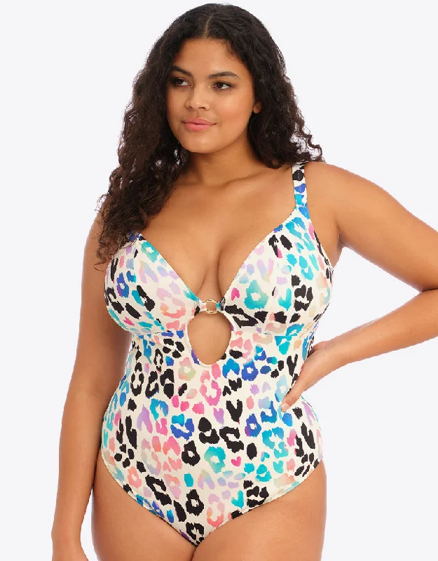 Elomi Party Bay Non-Wired Plunge Swimsuit Multi Classic One-Piece