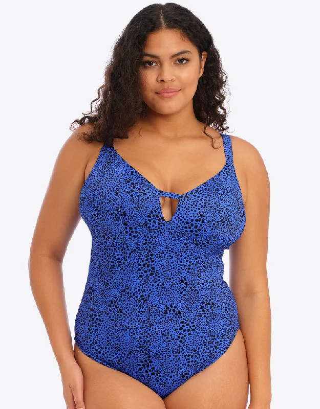 Elomi Pebble Cove Non-Wired Swimsuit Blue Sleek Racerback Swimsuit