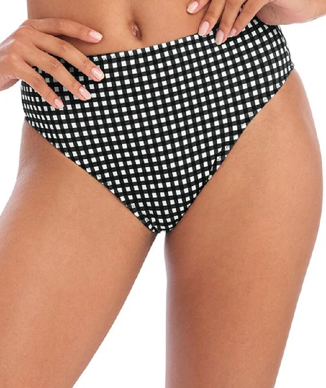 Freya Swim Check In High Waist Bikini Brief - Monochrome Retro Swimwear Style