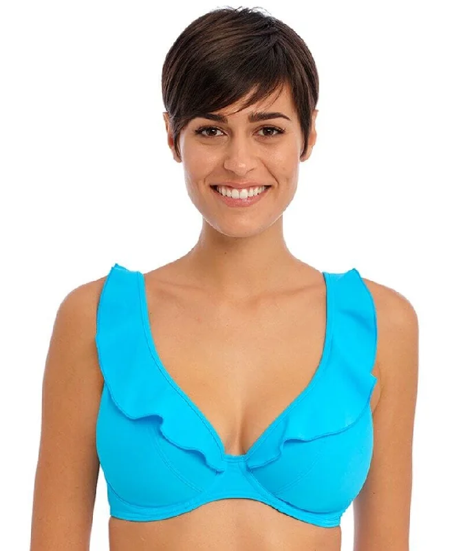 Freya Swim Jewel Cove Underwire High Apex Bikini Top - Plain Turquoise Quick-Dry Tankini