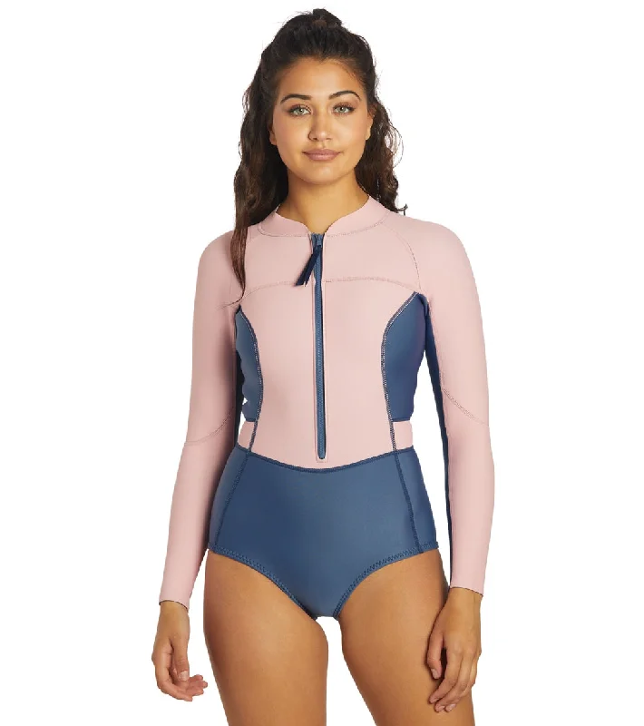 Level Six Women's 1.2mm Neoprene Mystique Front Zip Long Sleeve One Piece Swimsuit Ally Vibrant Bikini Bottoms