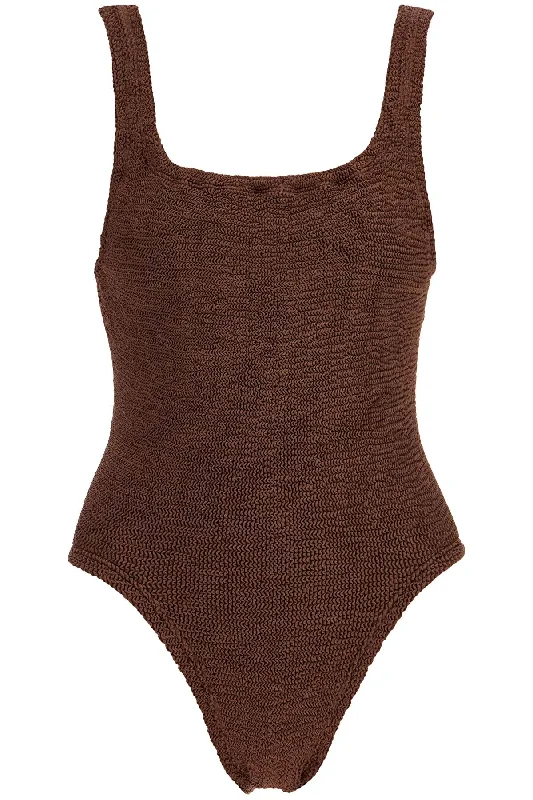 one-piece square neck swims SQUARE NECK SWIM M METALLIC CRINKLE METALLIC CHOCOLATE Sexy Two-Piece Set