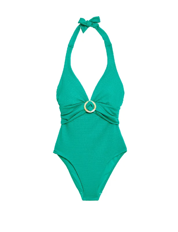 Padded Ring Detail Halterneck Swimsuit Monokini Swimsuit Design