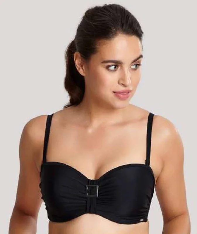 Panache Swimwear Anya Bandeau Balconnet Bikini Top - Black Elegant Swim Dress