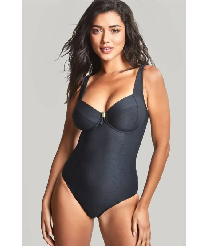 Panache Swimwear Marianna Balconnet One Piece Swimsuit - Black Swim Dress with Belt