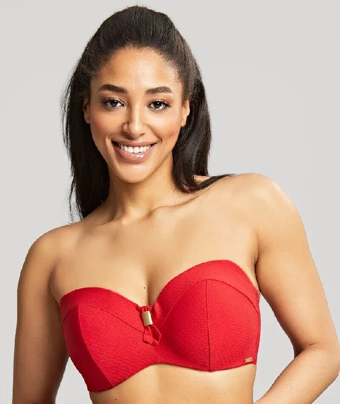 Panache Swimwear Marianna D-H Cup Bandeau Bikini Top - Crimson Sporty Swimsuit Style