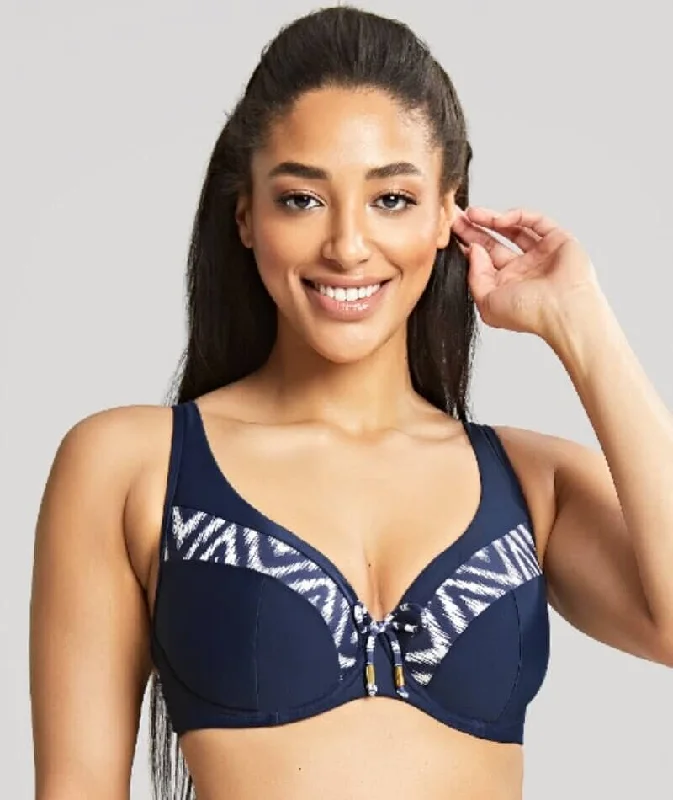 Panache Swimwear Oceana Plunge D-J Cup Bikini Top - Navy Stylish Beachwear Set