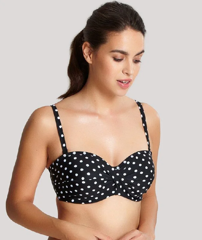 Panache Swimwear Anya Spot Bandeau Moulded Underwired Bikini Top - Black White Trendy Swimwear Set