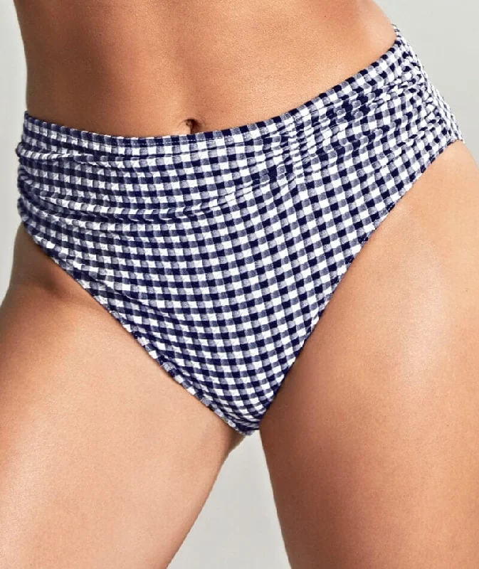 Panache Swimwear Gingham Midi Pant - Navy Gingham Trendy Swimwear Set