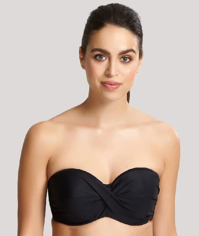 Panache Swimwear Anya Riva Twist Bandeau Underwired Bikini - Black Vintage Swimwear Look