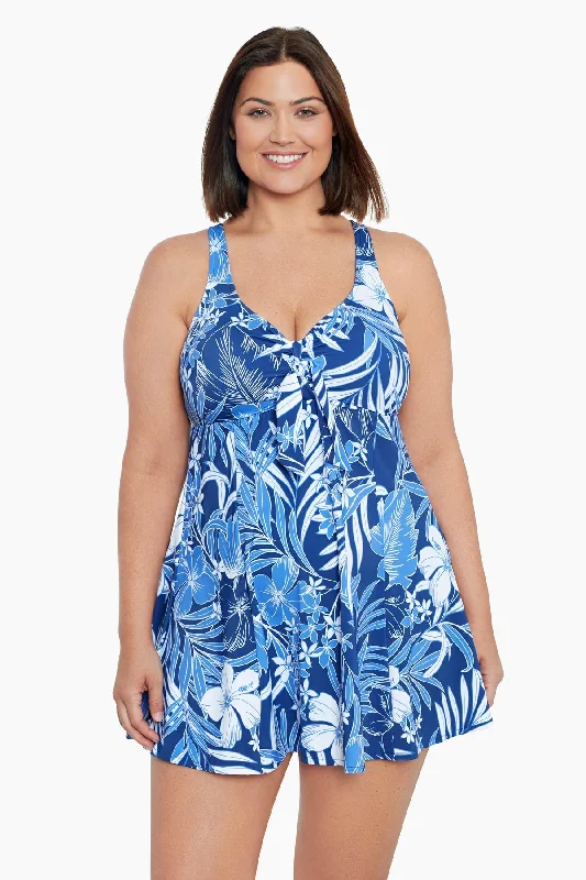 Penbrooke In My Blues Swimdress Ruched Swimwear Set