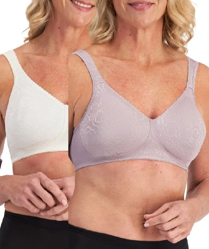 Playtex 18 Hour Ultimate Lift & Support Wire-Free Bra 2-Pack - Mother of Pearl/Warm Steel Soft Mesh Bra Playtex 18 Hour Ultimate Lift & Support Wire-Free Bra 2-Pack - Mother of Pearl/Warm Steel Soft Mesh Bra