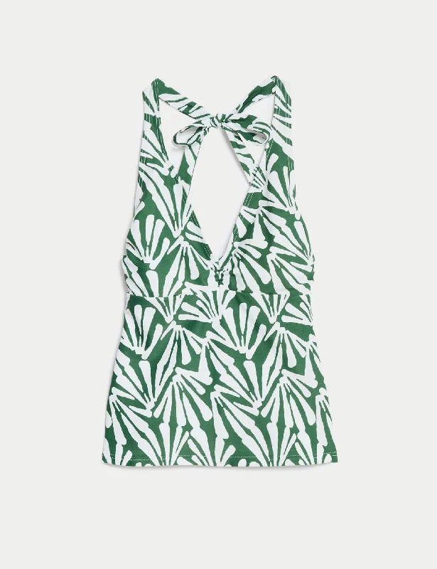 Printed Padded Halterneck Tankini Top Halter Top Bikini