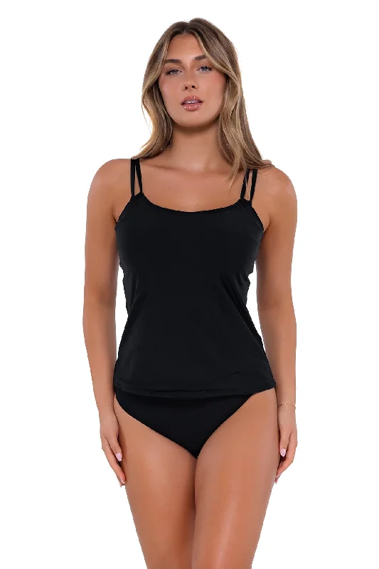 Sunsets Black Taylor Tankini Top Full Coverage Swimsuit