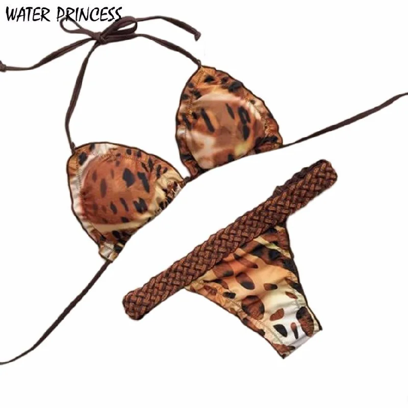 WATER PRINCESS Sexy Swimming Suit for Women Bikini Set Swimwear Push-Up Padded Bra Strap Bikini Set