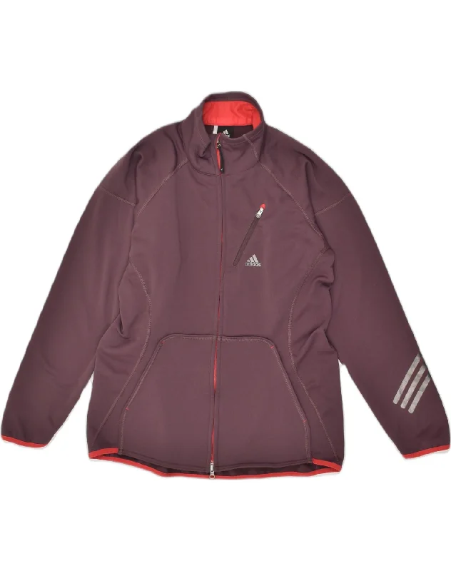 ADIDAS Womens Clima 365 Tracksuit Top Jacket UK 18 XL Maroon Polyester Denim Jacket Leather Jacket Suede Jacket