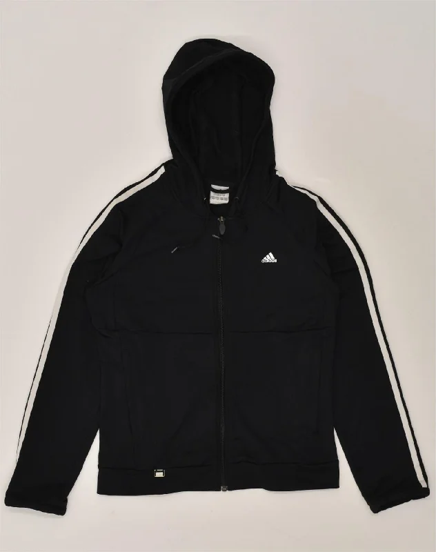 ADIDAS Womens Climalite Hooded Tracksuit Top Jacket UK 12 Medium Black Satin Jacket Silk Jacket Chiffon Jacket