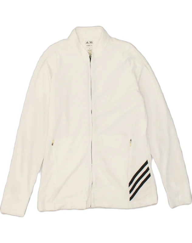 ADIDAS Womens Climalite Tracksuit Top Jacket UK 14 Medium White Polyester Mesh Jacket Canvas Jacket Denim Jacket