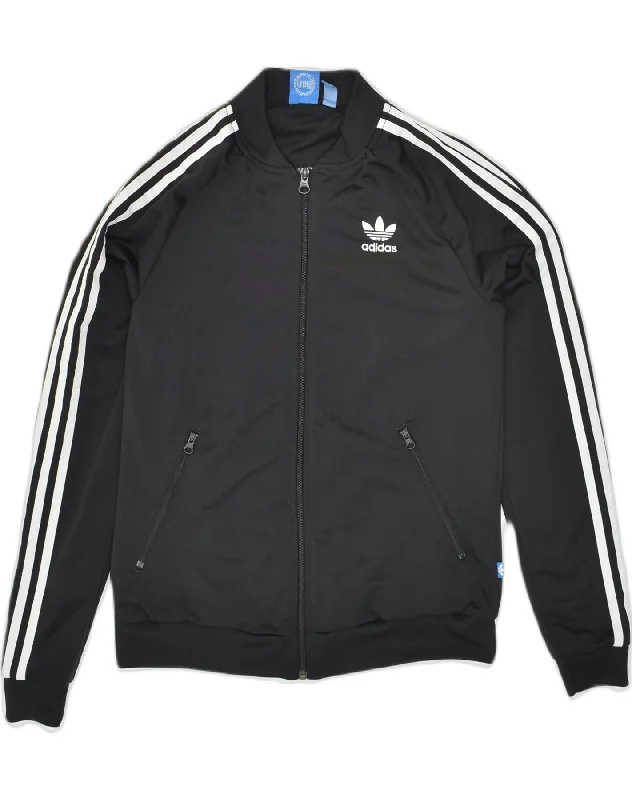 ADIDAS Womens Graphic Tracksuit Top Jacket UK 10 Small Black Polyester Mesh Jacket Canvas Jacket Denim Jacket