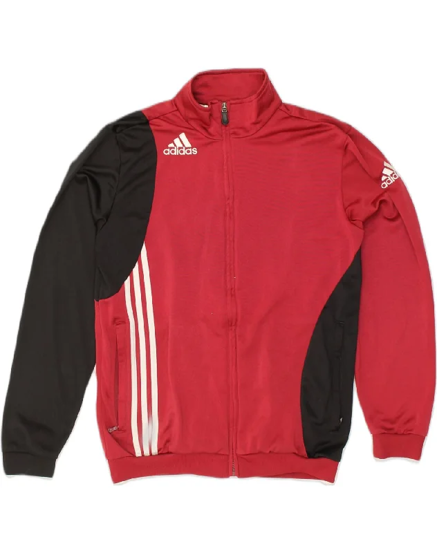 ADIDAS Womens Graphic Tracksuit Top Jacket UK 32-34 Small Red Colourblock Oversized Jacket Tailored Jacket Straight Jacket