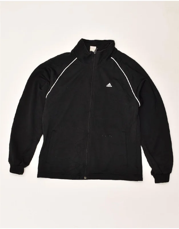 ADIDAS Womens Tracksuit Top Jacket UK 10 Small Black Fleece Jacket Down Jacket Parka