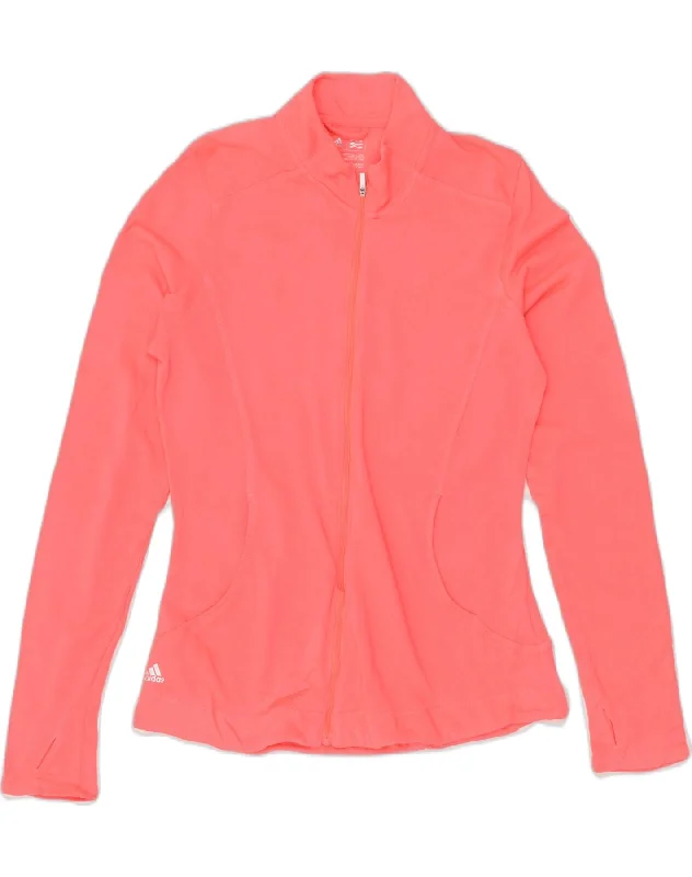 ADIDAS Womens Tracksuit Top Jacket UK 12 Medium Pink Polyester Ribbed Jacket Pleated Jacket Ruffled Jacket