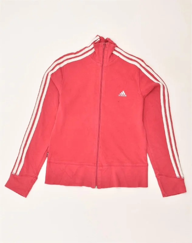 ADIDAS Womens Tracksuit Top Jacket UK 14 Medium Pink Cotton Print Jacket Jacquard Jacket Patchwork Jacket