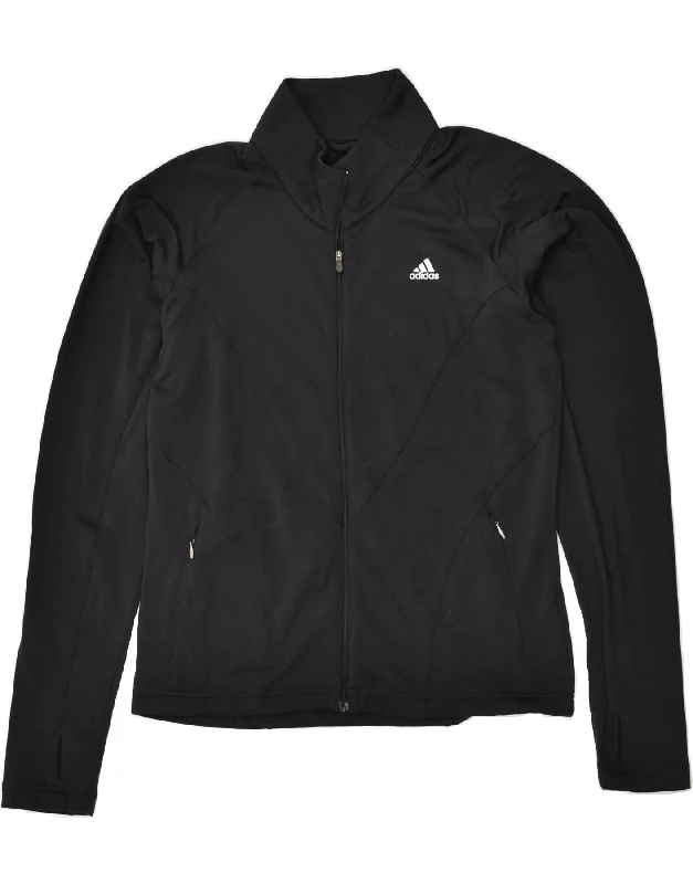 ADIDAS Womens Tracksuit Top Jacket UK 18 XL  Black Polyester Satin Fabric Silk Fabric Chiffon Fabric