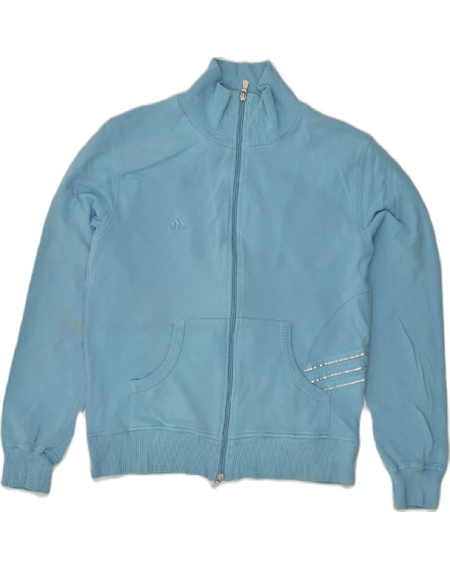 ADIDAS Womens Tracksuit Top Jacket UK 18 XL Blue Cotton Trench Coat Raincoat Waterproof Jacket