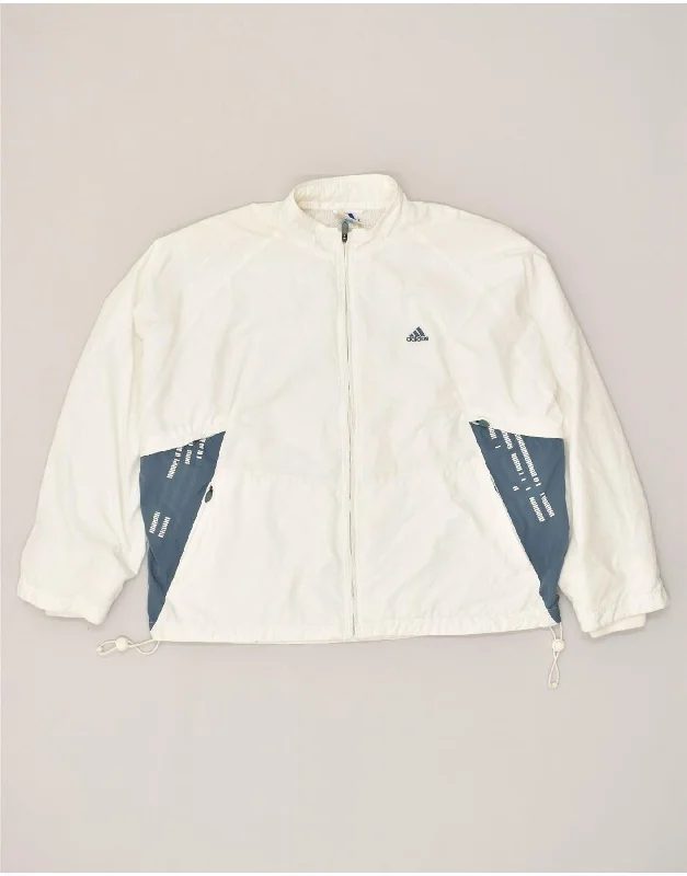 ADIDAS Womens Tracksuit Top Jacket UK 18 XL  White Polyester Front Pockets Side Pockets Patch Pockets