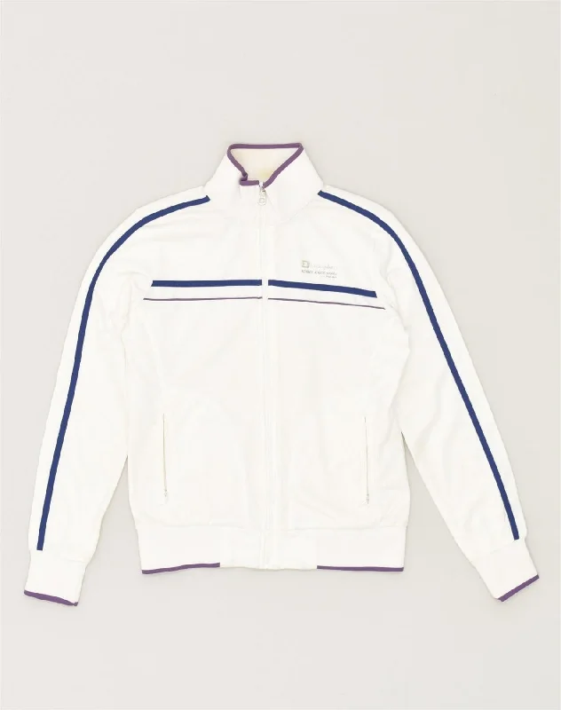 CHAMPION Womens Tracksuit Top Jacket UK 12 Medium White Polyester Herringbone Jacket Checkered Jacket Solid Jacket