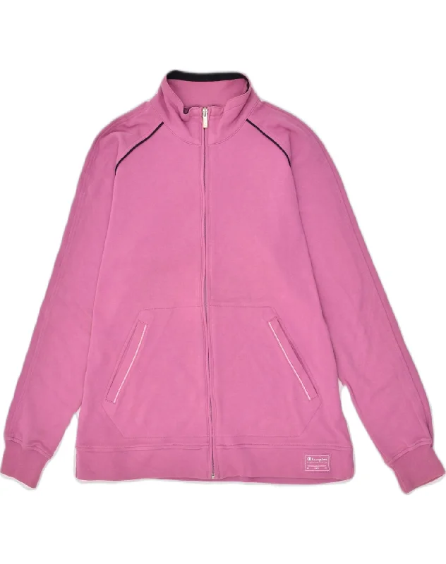 CHAMPION Womens Tracksuit Top Jacket UK 16 Large Pink Cotton Hooded Jacket Caped Jacket Shawl Collar Jacket