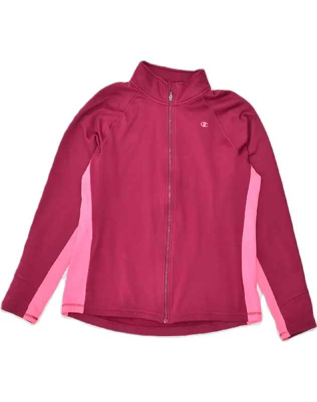 CHAMPION Womens Tracksuit Top Jacket UK 18 XL Pink Colourblock Polyester Belted Jacket Elasticated Jacket Padded Jacket