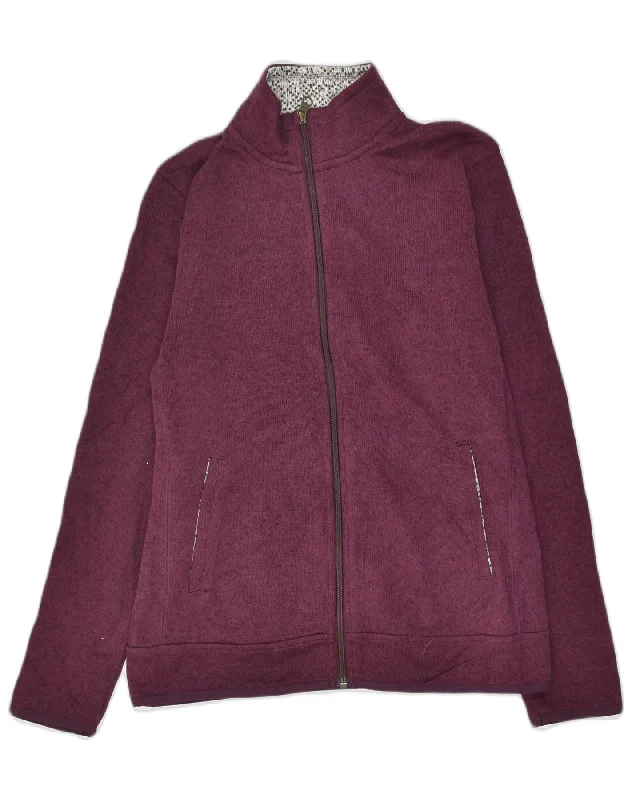 EDDIE BAUER Womens Tracksuit Top Jacket UK 6 XS Maroon Polyester Belted Jacket Elasticated Jacket Padded Jacket