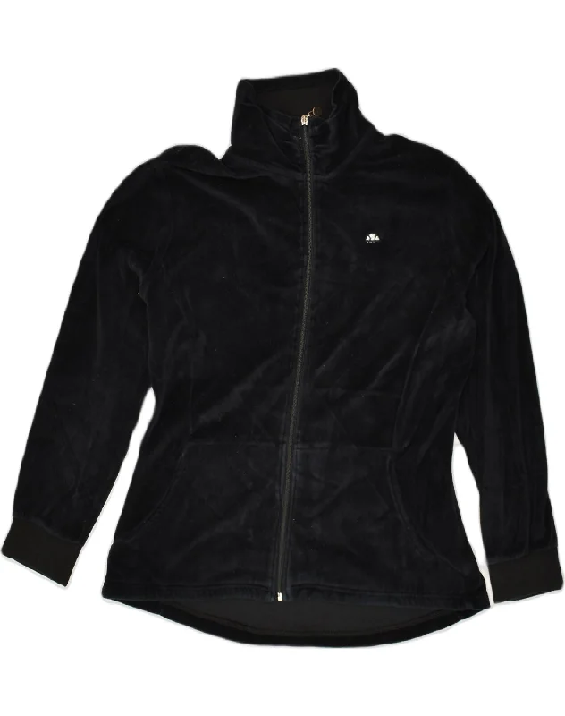 ELLESSE Womens Tracksuit Top Jacket UK 18 XL Black Cotton Hoodie Zip-Up Jacket Button-Up Jacket