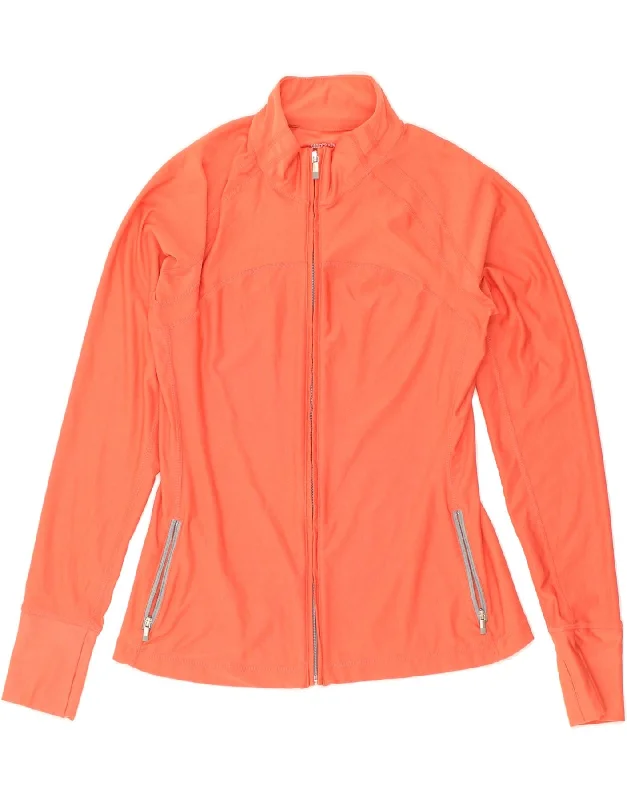 GAP Womens Tracksuit Top Jacket UK 14 Medium Orange Polyester Zippered Front Buttoned Front Snap Front